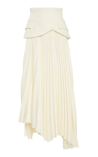 Basque-Detailed Pleated Crepe Maxi Skirt | Moda Operandi (Global)