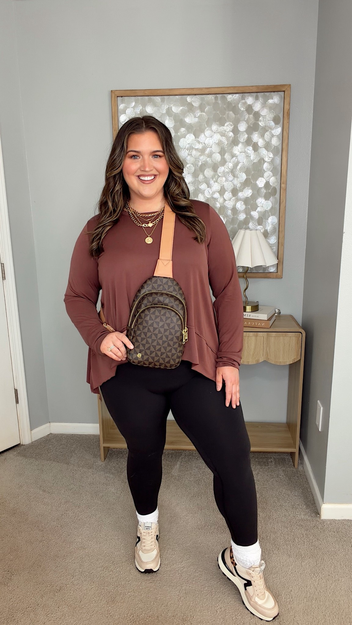 The perfect casual errands outfit 👟 Long sleeve slouchy tunic top, comes in more colors and under $30 wearing a size XXL. Styled with leggings, sneakers and slouchy white. Accessories a chic crossbody bag and layered gold necklace from Amazon. 

#LTKPlusSize #LTKootd #LTKgrwm