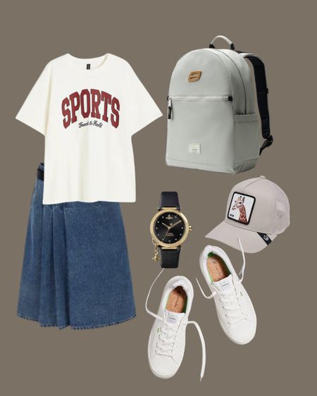 School outfit ideas for teen girls. Back-to-school outfit Inspo with simple fit of midi skirt, oversized tee and matching shoes and you ready to go

#LTKBacktoSchool #LTKunder100