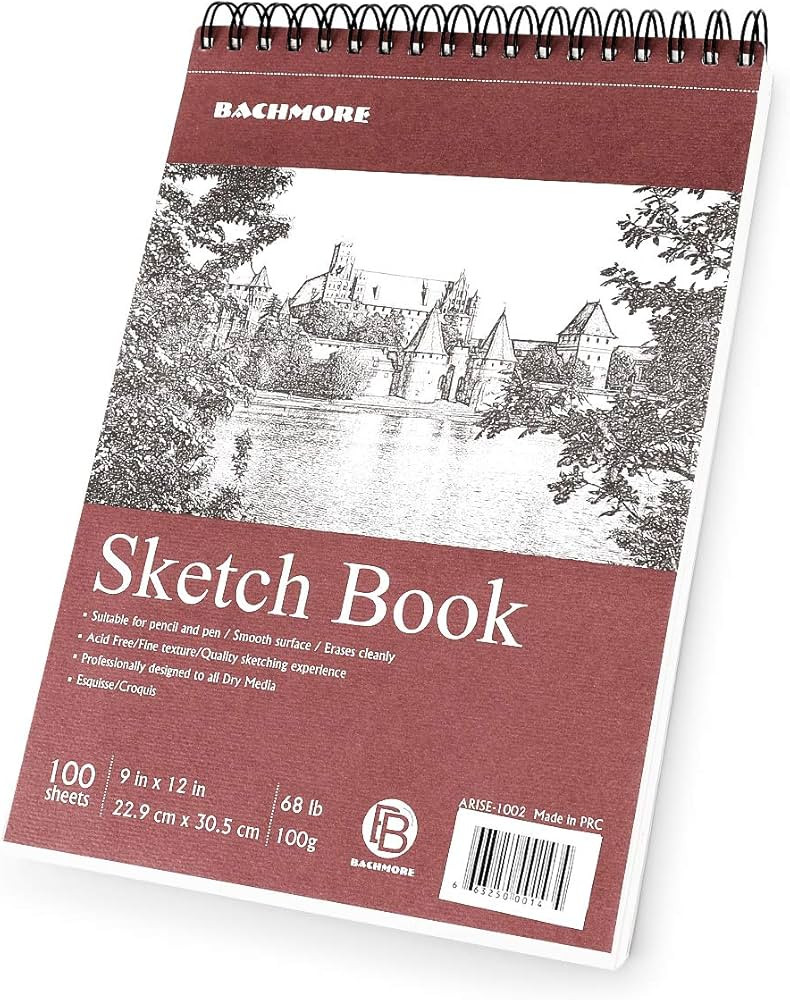 Bachmore Sketchpad 9X12" Inch (68lb/100g), 100 Sheets of TOP Spiral Bound Sketch Book for Artist ... | Amazon (US)