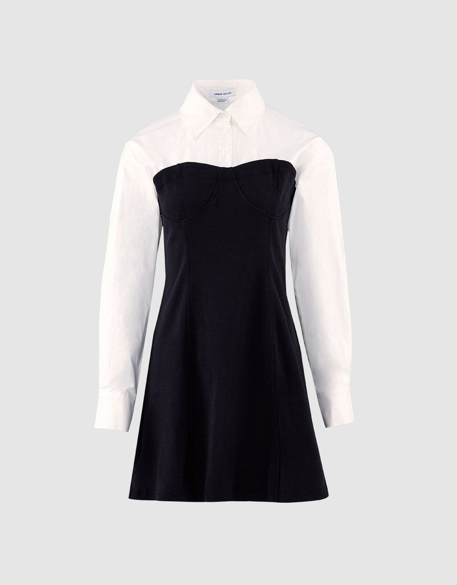 Contrast Color Bustier Detail Dress | Urban Revivo