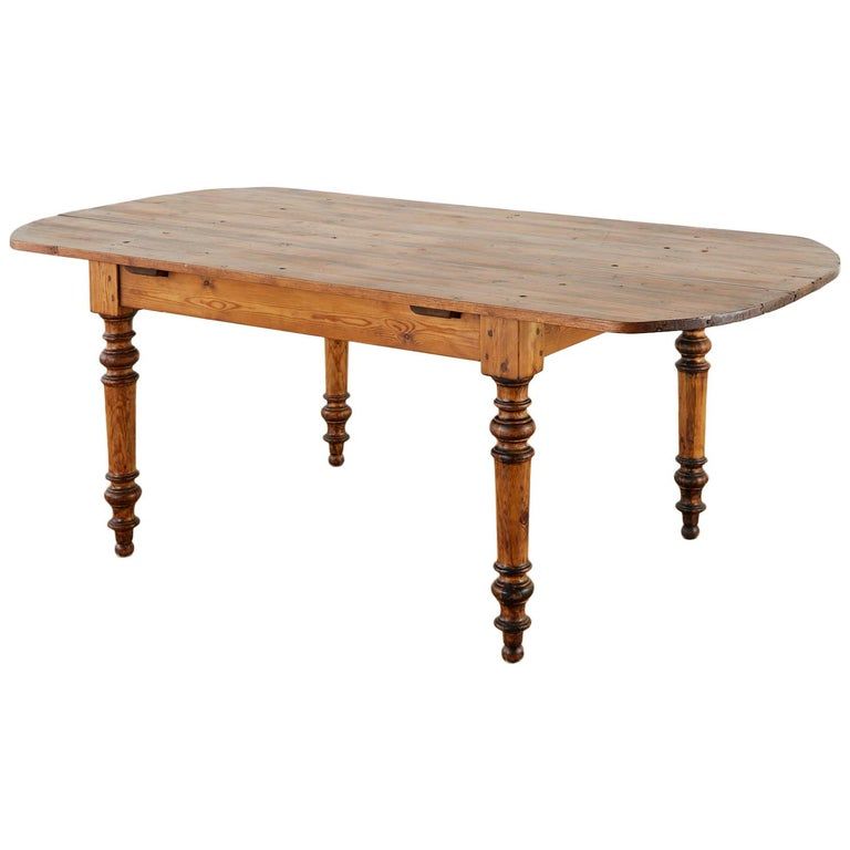 19th Century French Pine Farmhouse Harvest Dining Table | 1stDibs