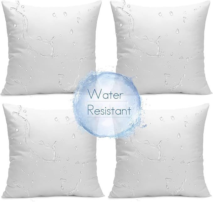 Ashler 18 x 18 Outdoor Pillow Inserts Set of 4 Water Resistant Throw Pillow Inserts Premium Hypoa... | Amazon (US)