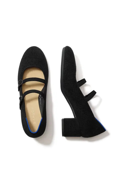 Rothy's The ReVelvet Double Buckle Mary Jane Heel in Revelvet Black at Nordstrom, Size 9.5 | Nordstrom