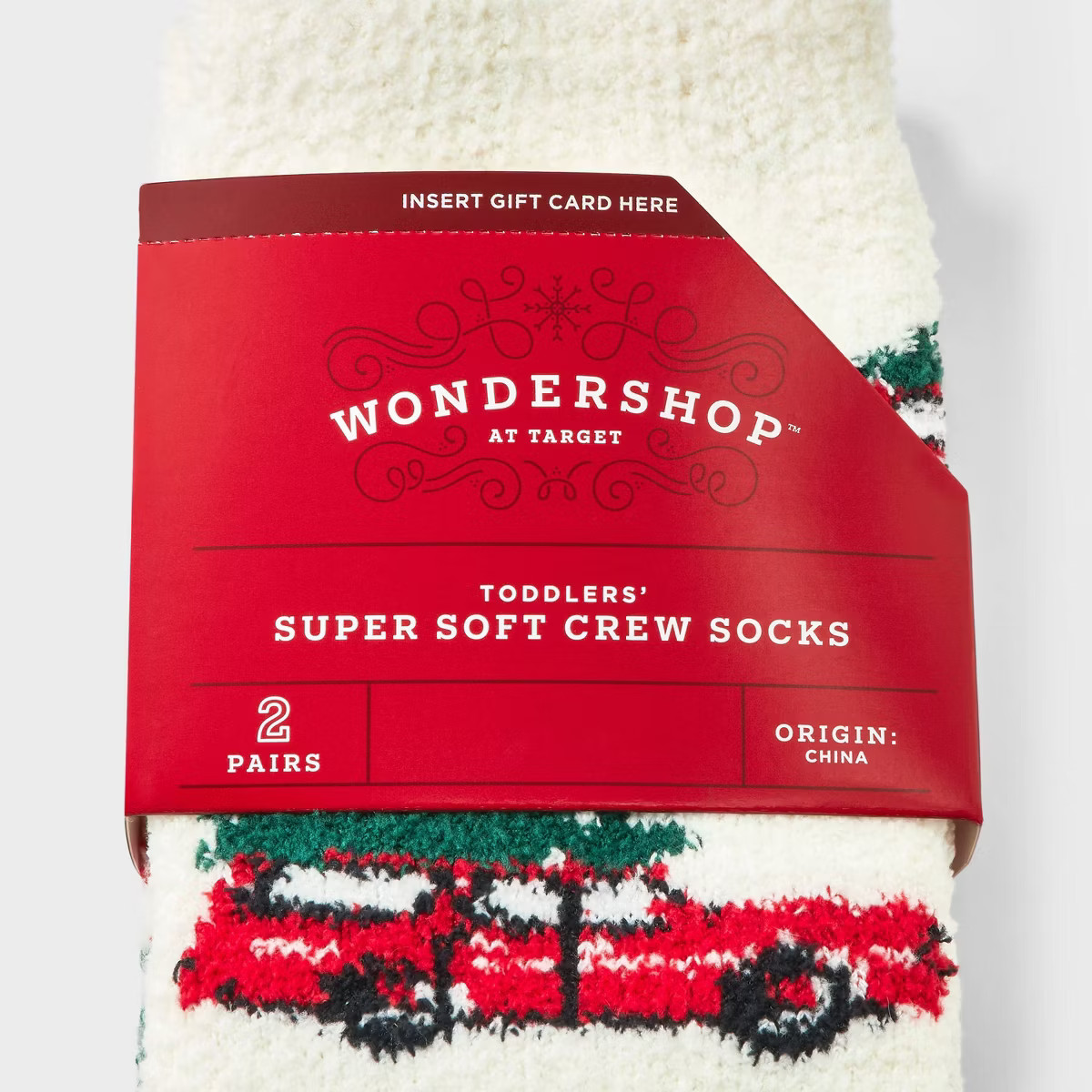 Toddler 2pk Cozy Christmas Car Tree & Checkered Crew Socks with Gift Card Holder - Wondershop™ ... | Target