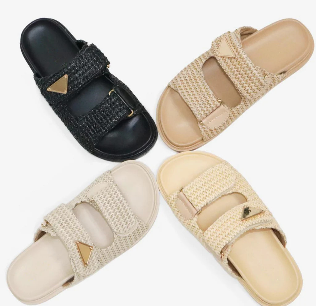 PREORDER!! The Tuscany Raffia Slide in Nude | Glitzy Bella