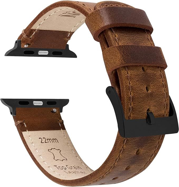 Barton Top Grain Leather Watch Bands Compatible with All Apple Watch Models - Series 7, 6, 5, 4, ... | Amazon (US)