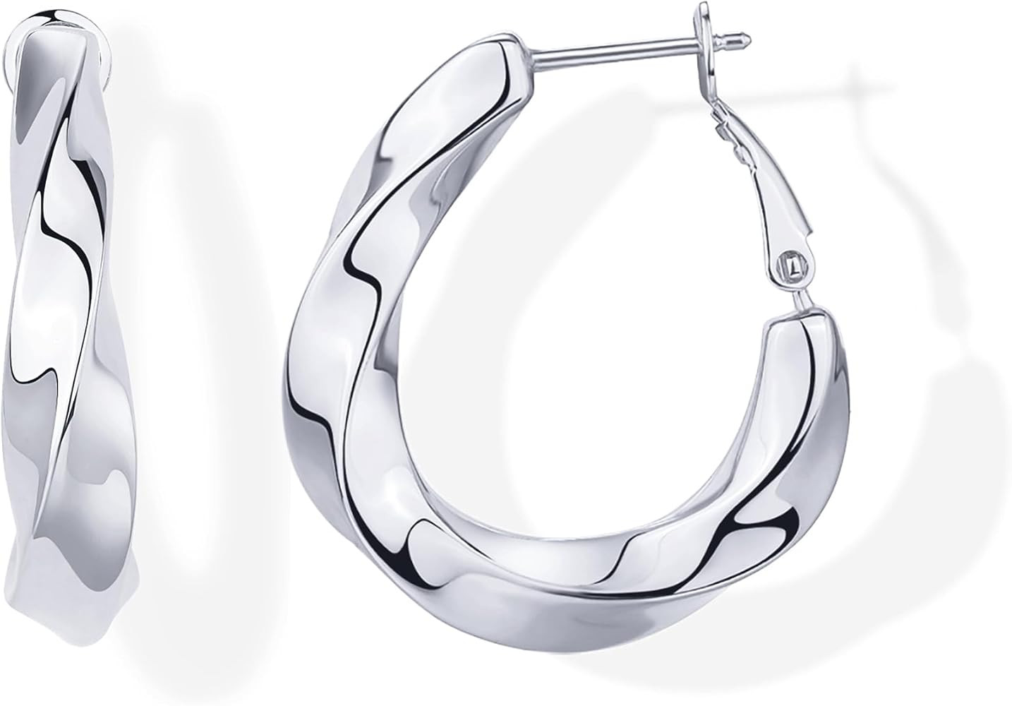 PAVOI 14K Gold Plated Sterling Silver Posts Chunky Wavy Hoop Earrings for Women | Lightweight Sta... | Amazon (US)