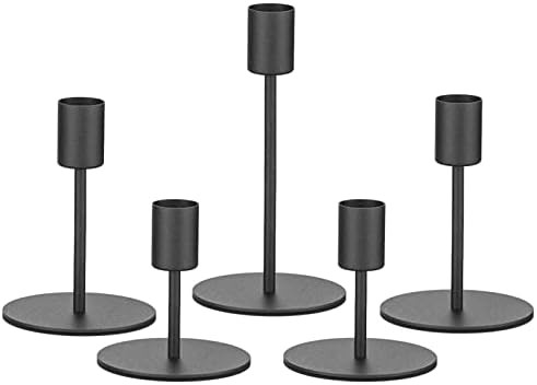 smtyle Black Candlesticks for Taper Candles Set of 5 Candelabra with Iron-0.8" Diameter Ideal for... | Amazon (US)