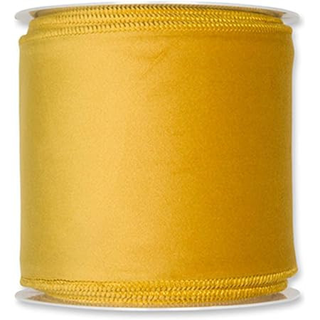 Floristrywarehouse Mustard Yellow Christmas Velvet Fabric Ribbon 4 inches Wide on 9 Yards roll. W... | Amazon (US)