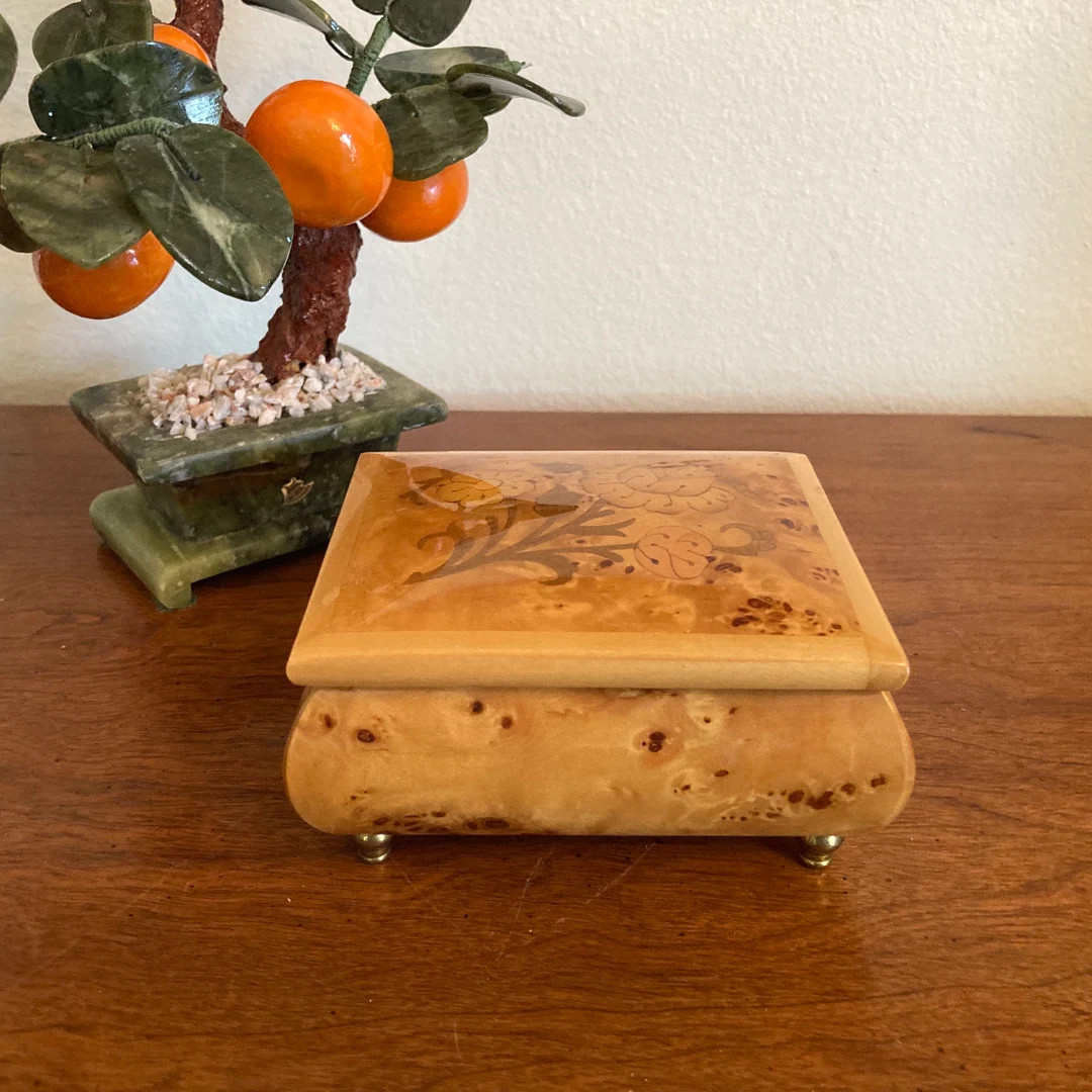 Beautiful Vintage Mid Century Lacquer Burled Wood Marquetry - Etsy | Etsy (US)