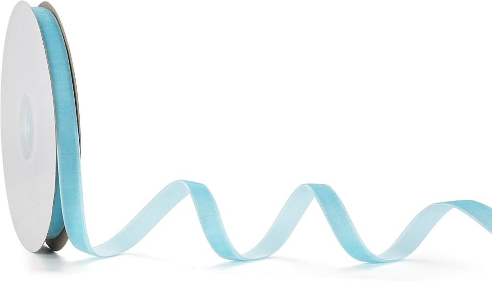 Velvet Ribbon Decorations for Christmas Tree DIY Crafts, Xmas Light Blue Ribbons for Wedding Hair... | Amazon (US)
