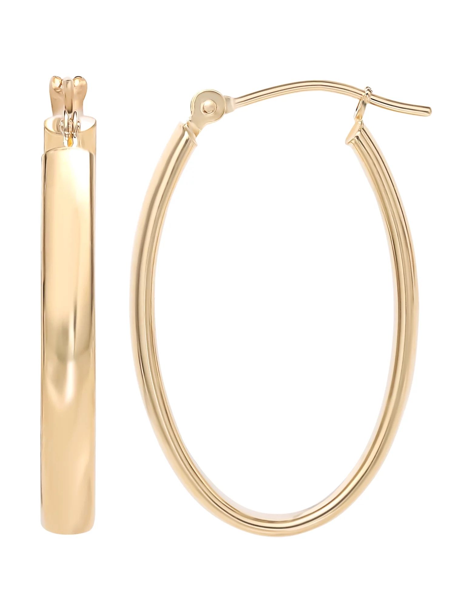 Brilliance Fine Jewelry Women’s 14K Yellow Gold Oval Hoop Earrings | Walmart (US)