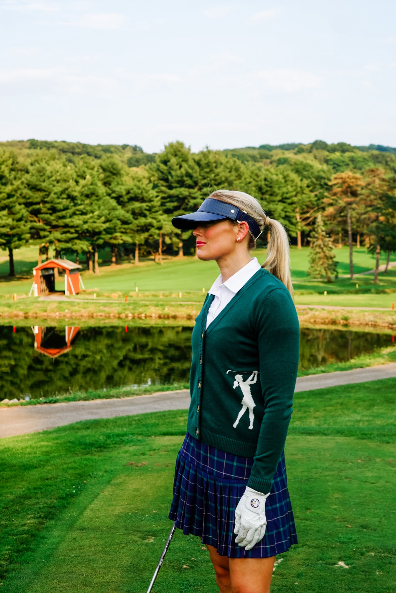 Golf outfit, golf skirt, golf sweater, visor 

#LTKActive #LTKSeasonal #LTKFitness