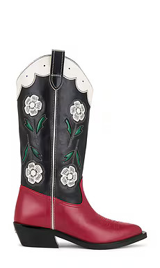 Coach Aria Tall Cowboy Boot in Black & Red from Revolve.com | Revolve Clothing (Global)