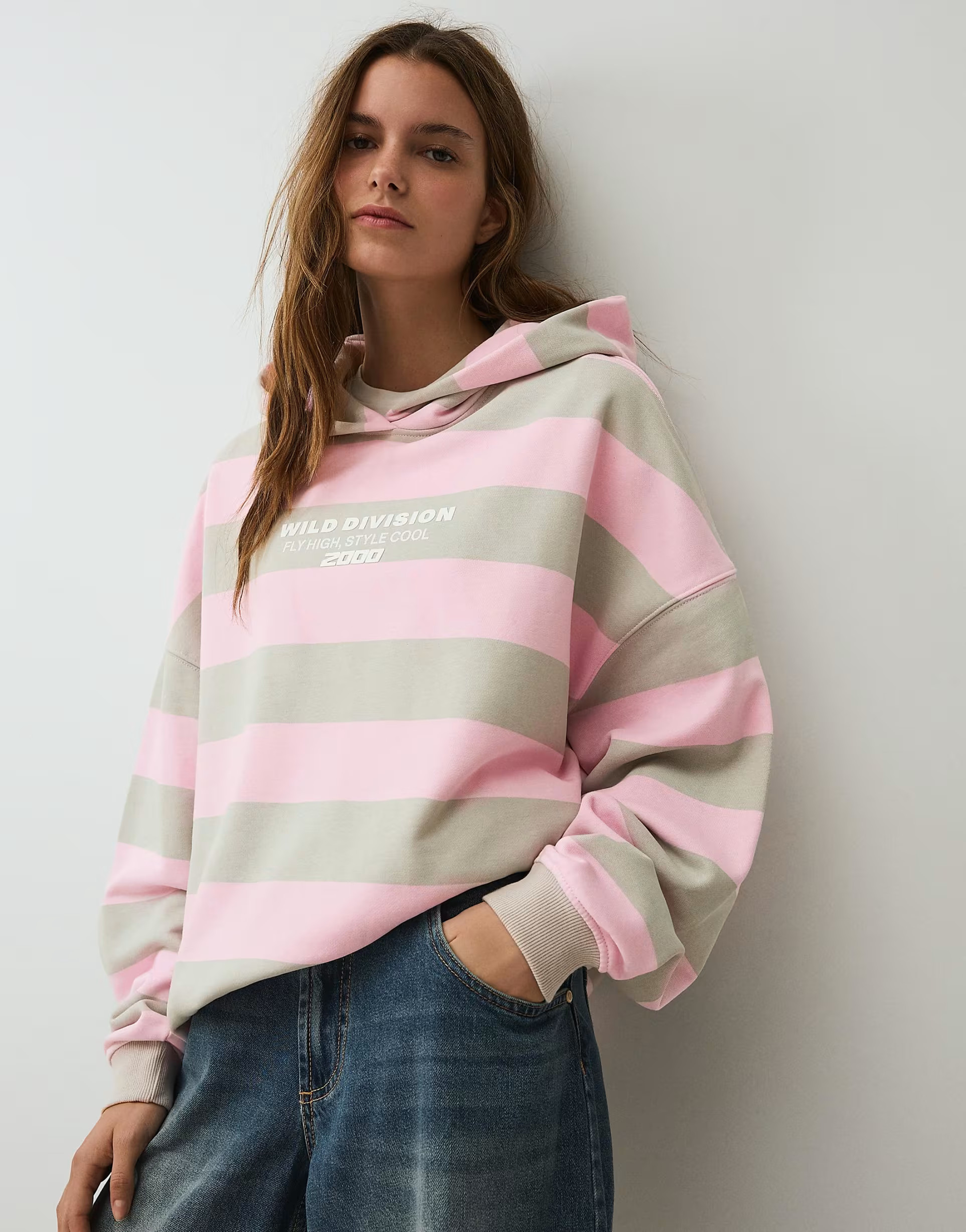 Bershka Printed hoodie in pink | ASOS (Global)
