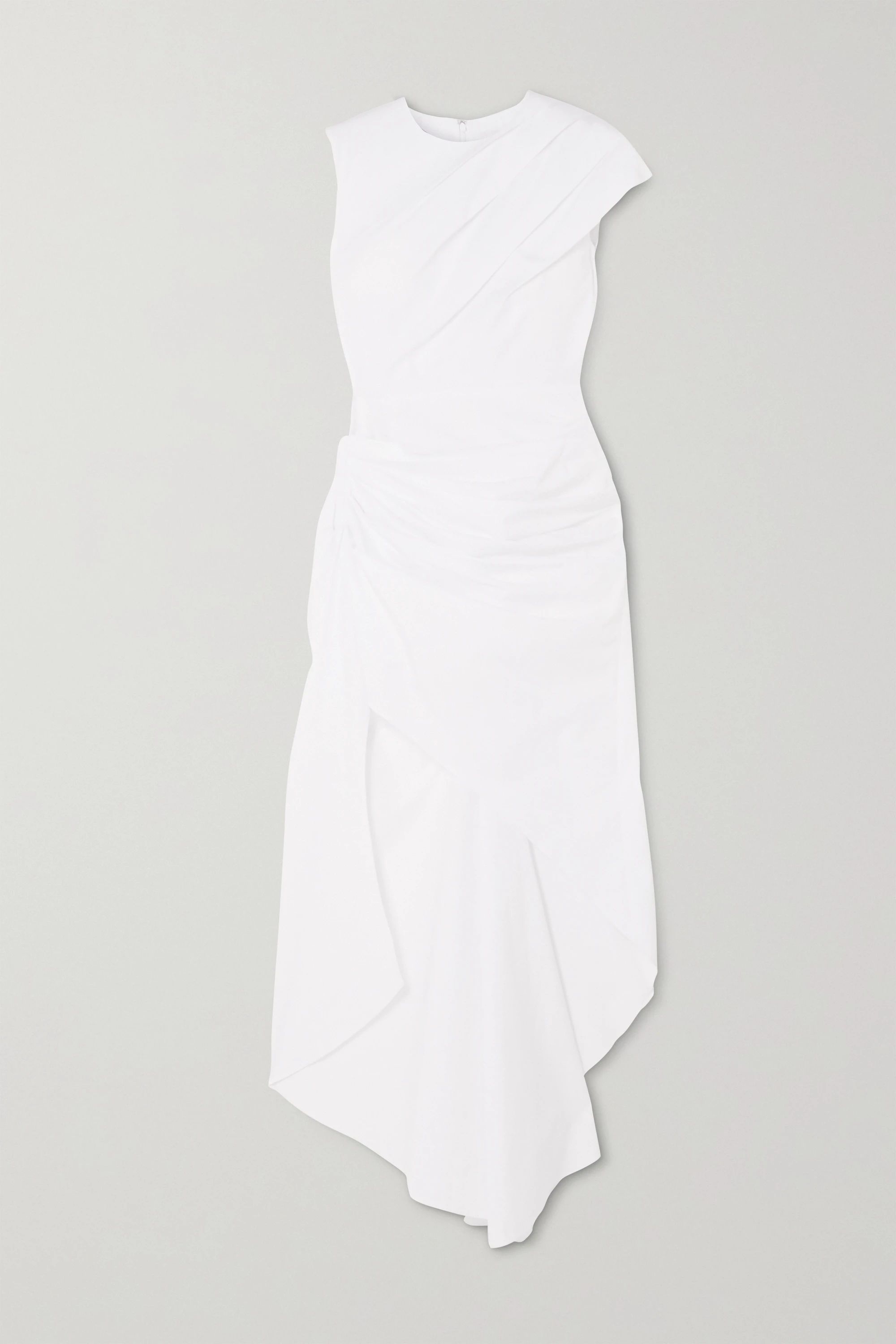 White Aster asymmetric ruched cotton-poplin dress | 16ARLINGTON | NET-A-PORTER | NET-A-PORTER (US)