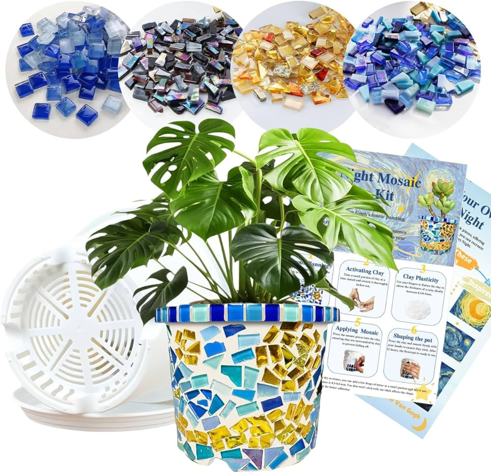 Losnakt Starry Night Style Mosaic Kits for Adults-DIY Flower Pot Arts and Crafts Kits with Mixed ... | Amazon (US)