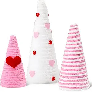 3 PCS Valentine's Day Table Decorations Mini Yarn Trees Pinkk and White Farmhouse Decor for Indoo... | Amazon (US)