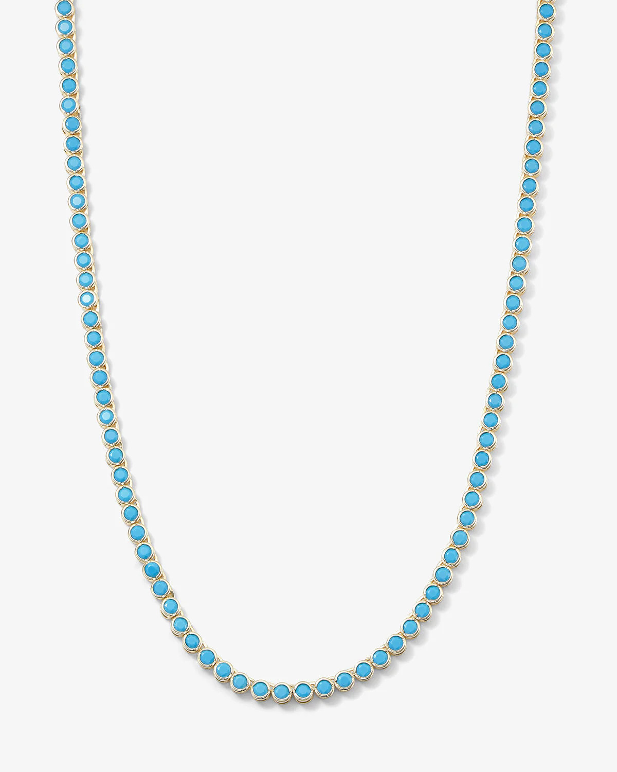 Baroness Tennis Necklace 15" - Gold|Turquoise Diamondettes | Melinda Maria