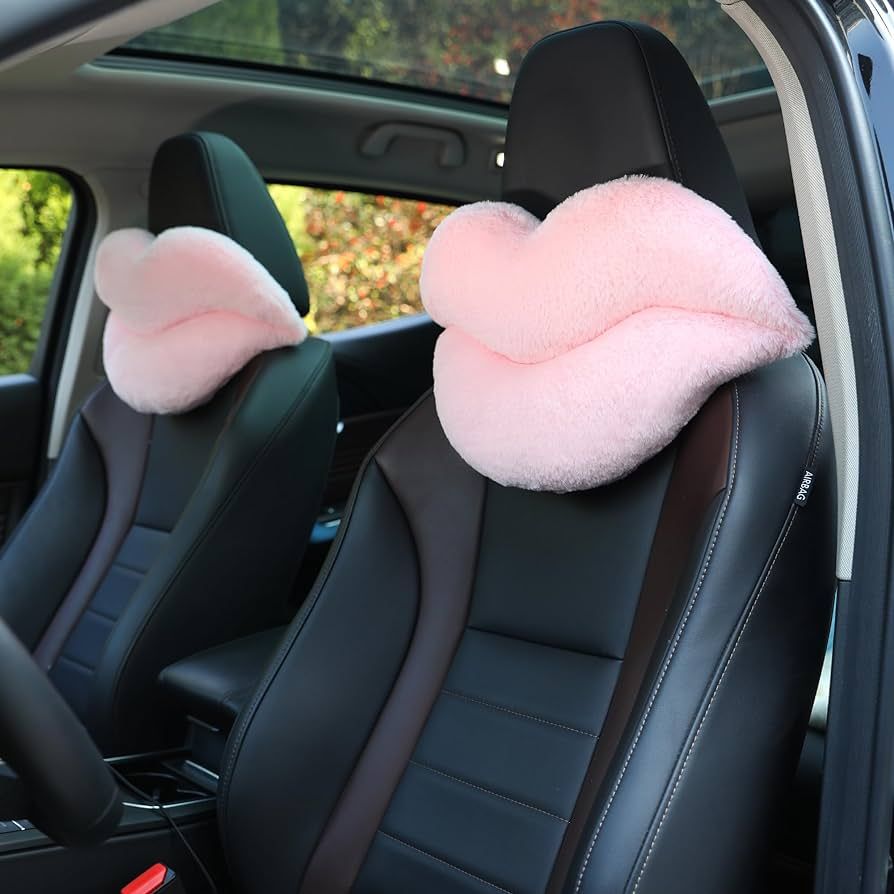Sexysamba 2 Pack Lip Shaped Car Headrest Pillow, Comfortable Soft Head Rest Cushion Kawaii Car Ac... | Amazon (US)