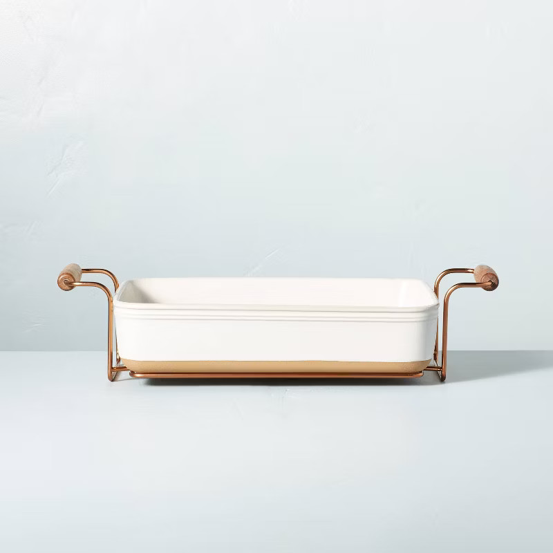 Oven-to-Table Stoneware 9" x 13" Baking Dish with Metal Stand Sour Cream - Hearth & H... | Target