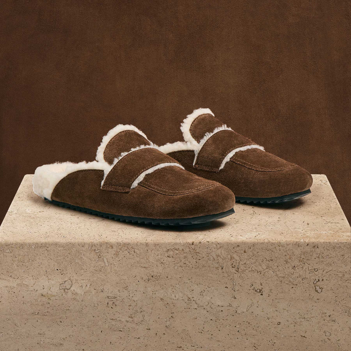 Women's Suede Shearling Loafer - Sand/Ivory | James Perse Los Angeles | James Perse (US)