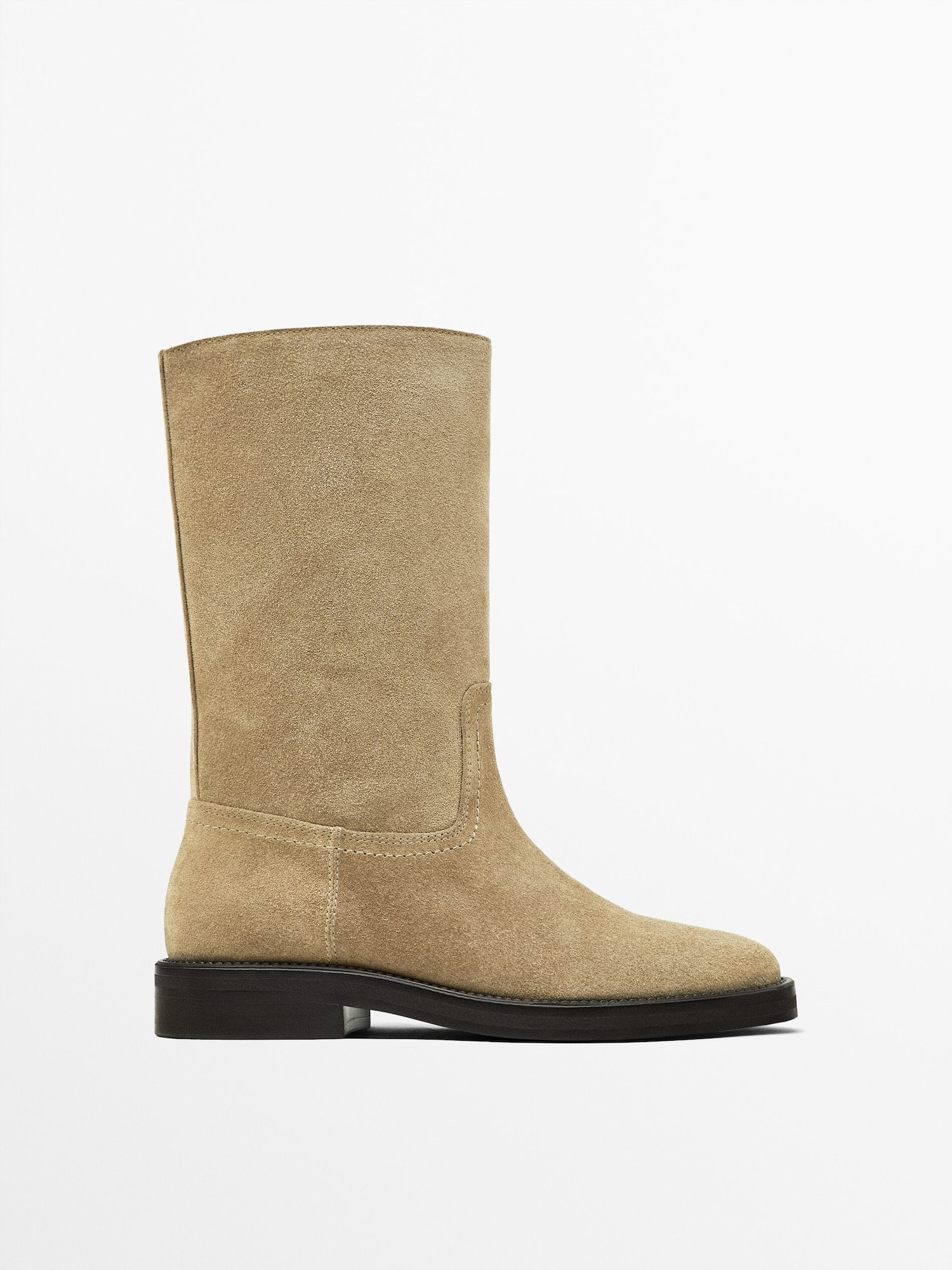 Flat split suede ankle boots | Massimo Dutti UK