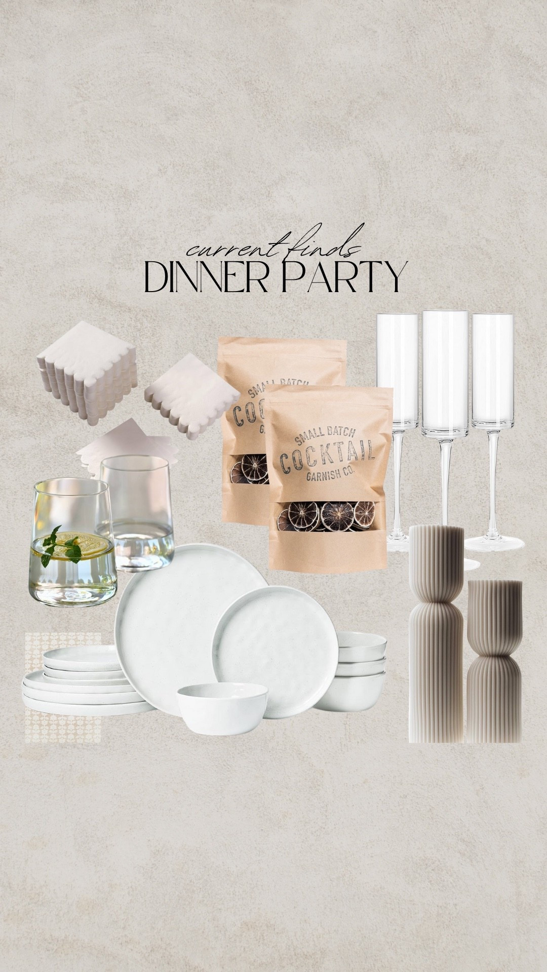 Dinner party finds, modern kitchen, organic modern plates, dishware, plates and bowls set, cocktail garnish, cocktail napkins, scalloped edge, ribbed candles, modern champagne flutes, champagne glasses, drinking glasses, modern glasses, cocktail glassess

#LTKHome #LTKFindsUnder50 #LTKSaleAlert