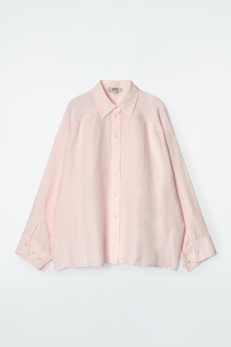 COS Women's Boxy Shirt in Pink | Linen | Size: 14 | COS (AU)
