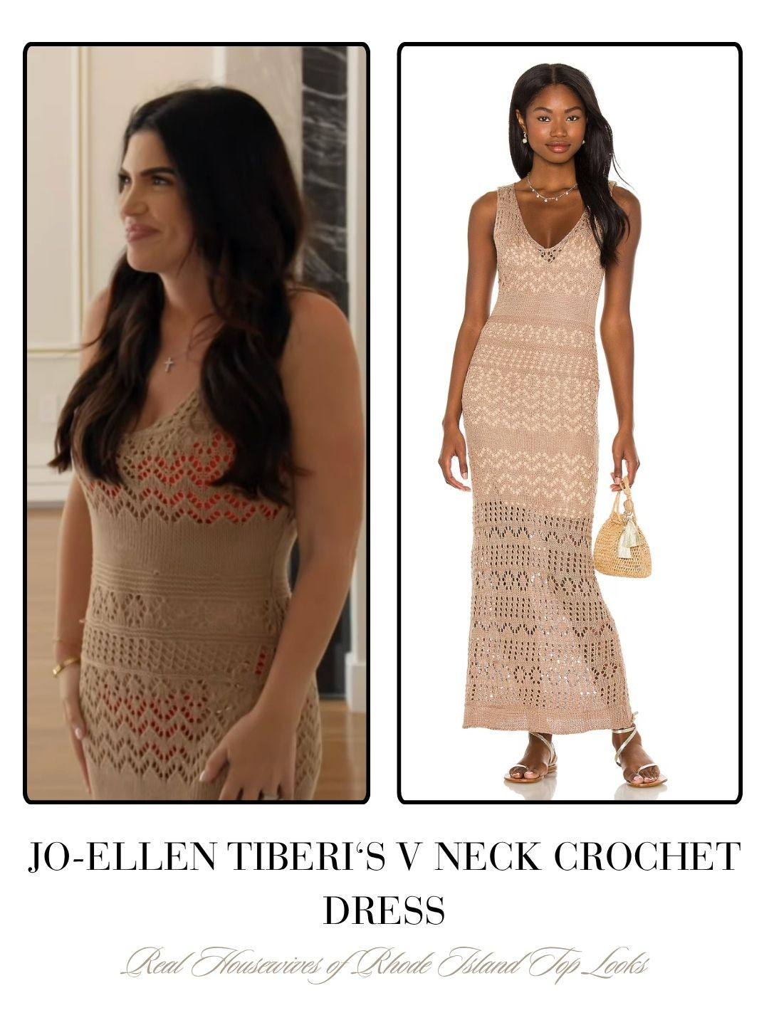 Jo-Ellen Tiberi's Tan Crochet Maxi Dress 

 