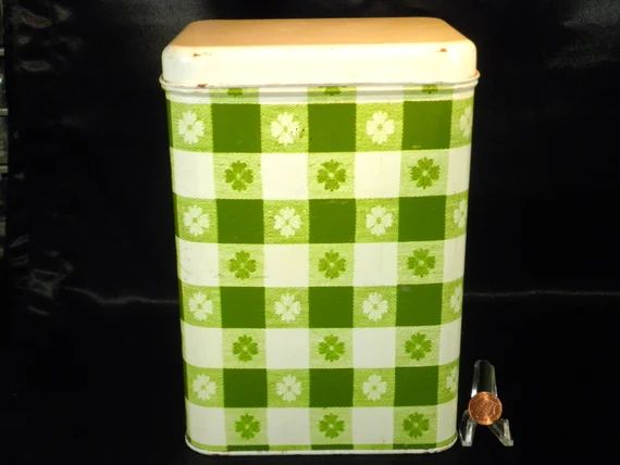 Cheinco Vintage 4 Leaf Green Shamrock Tin Canister | Etsy | Etsy (US)