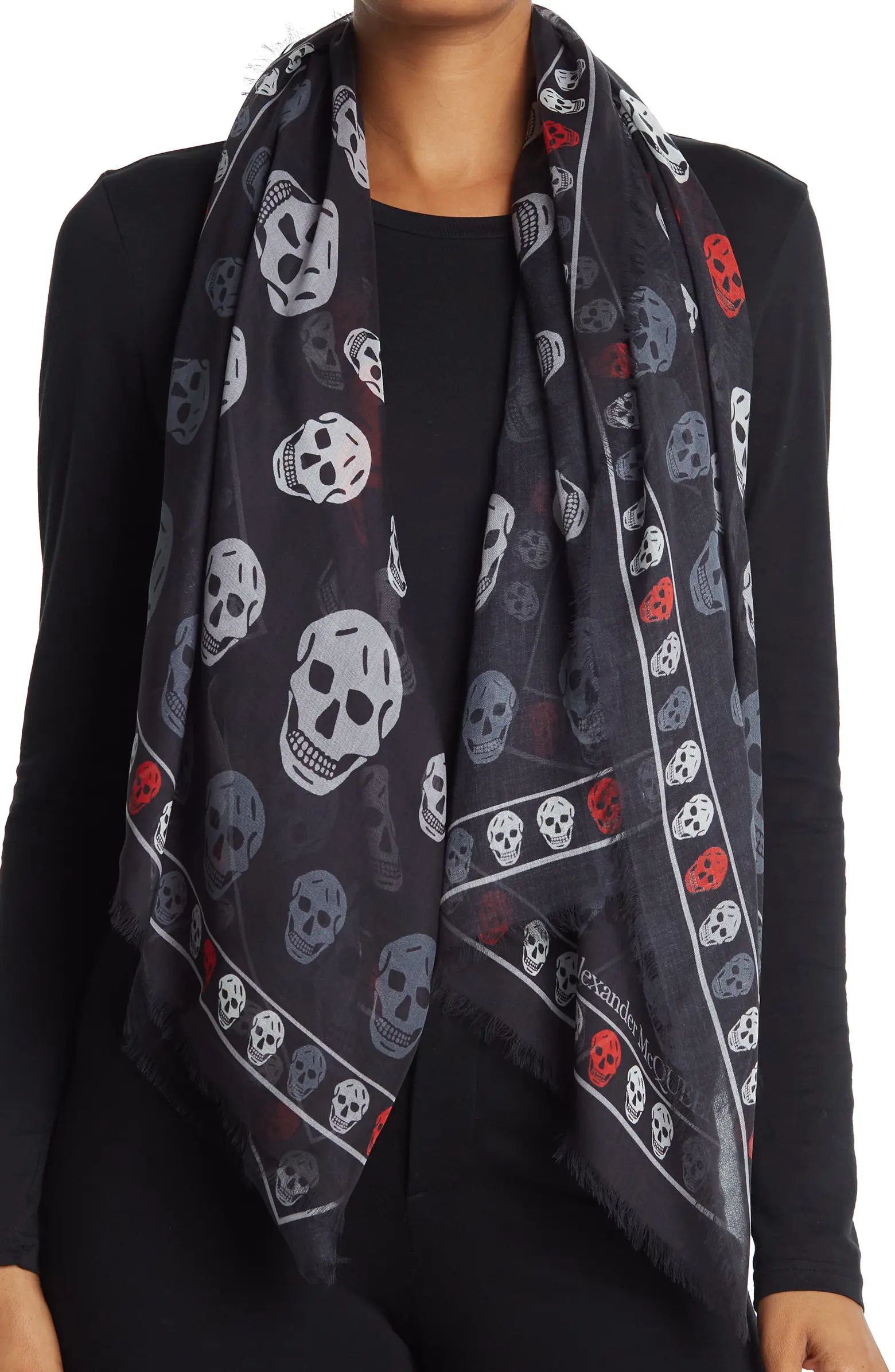 Skull Print Woven Scarf | Nordstrom Rack