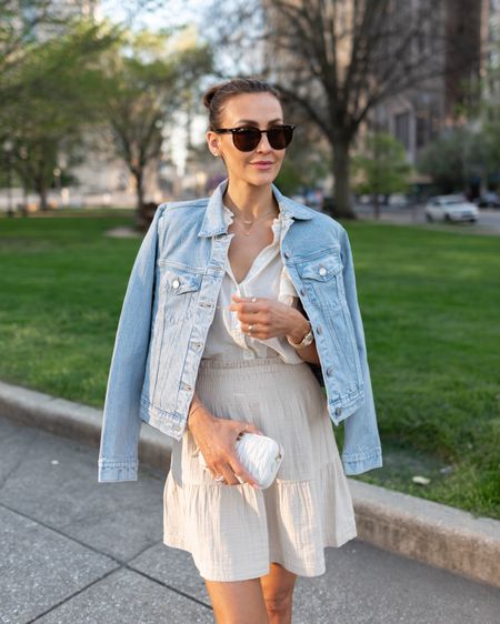 Gauze tiered skirt and flutter sleeve top XS 
Icon denim jacket, a bit more structured and I love it! XS
Full outfit on sale 
Spring outfit 

#LTKsalealert #LTKstyletip #LTKfindsunder100