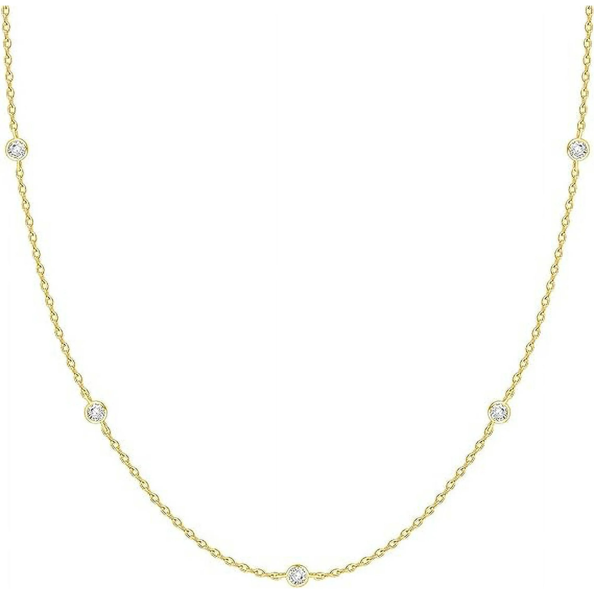 PAVOI 14K Yellow Gold Plated Station Necklace | Simulated Diamond Station Necklace | Womens CZ Ch... | Walmart (US)