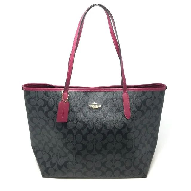 COACH Women's City Tote in Signature Canvas (Graphite Black Cherry) | Walmart (US)