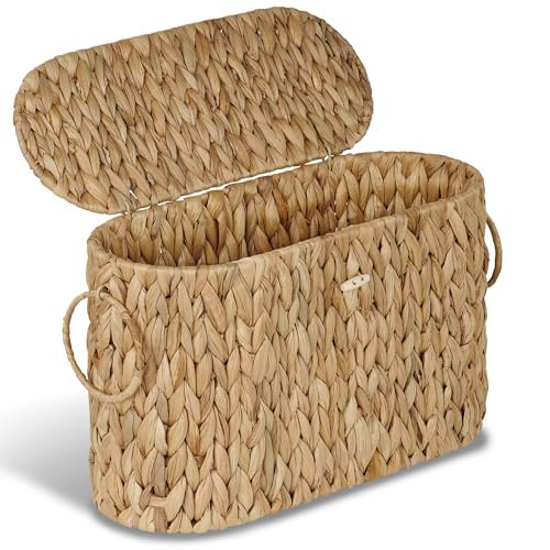 efluky Toilet Paper Storage Basket, Water Hyacinth Slim Toilet Paper Holder with Lid- Holds Up to 9 Mega Rolls, Home Bathroom Decor Organizer | Amazon (US)