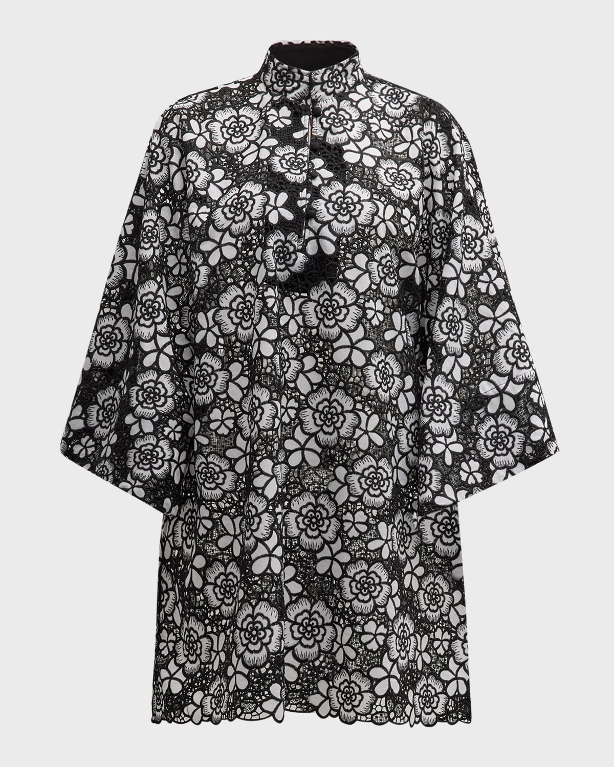 Floral Lace Mini Caftan | Neiman Marcus