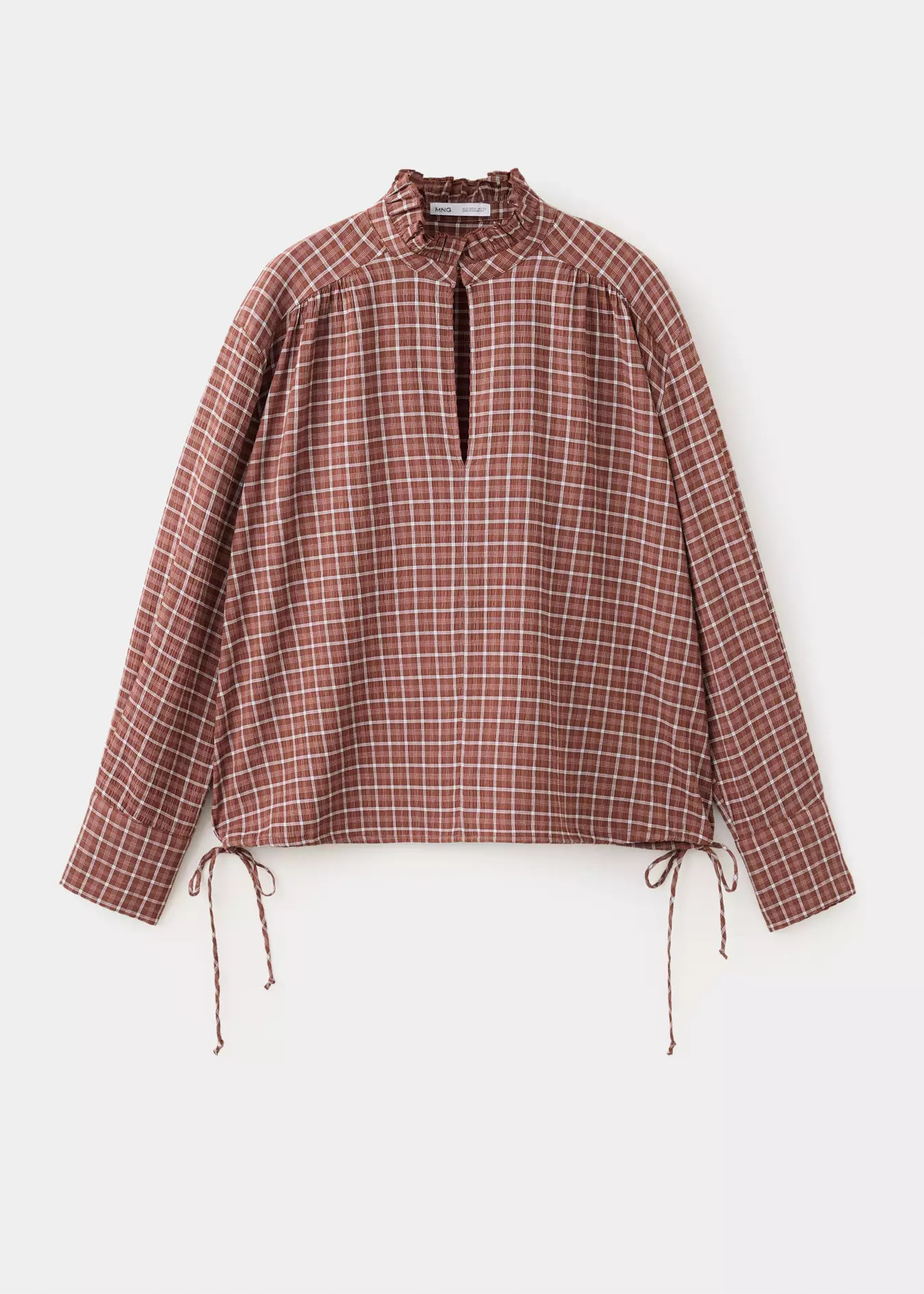 Checked blouse with V-neckline | Mango (US/MX/AU)