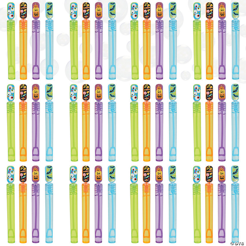 4 1/2" .17 oz. Bulk 100 Pc. Mini Bright Halloween Plastic Bubble Tubes | Oriental Trading Company