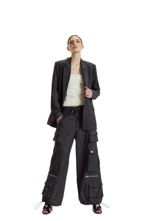 Cynthia Rowley Pinstripe Blazer in Heather Grey at Nordstrom, Size Large | Nordstrom