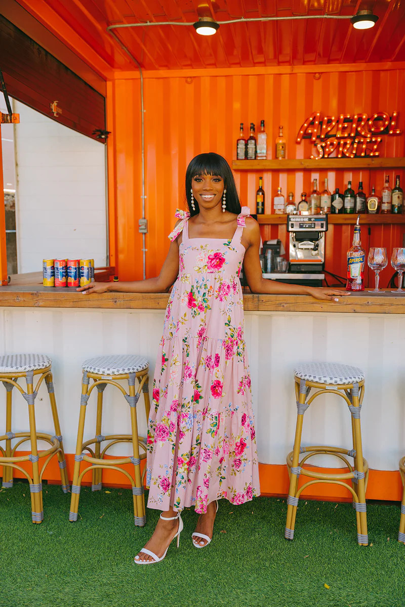 BuddyLove | Arlene Tie-Shoulder Maxi Dress | Blushing | BuddyLove