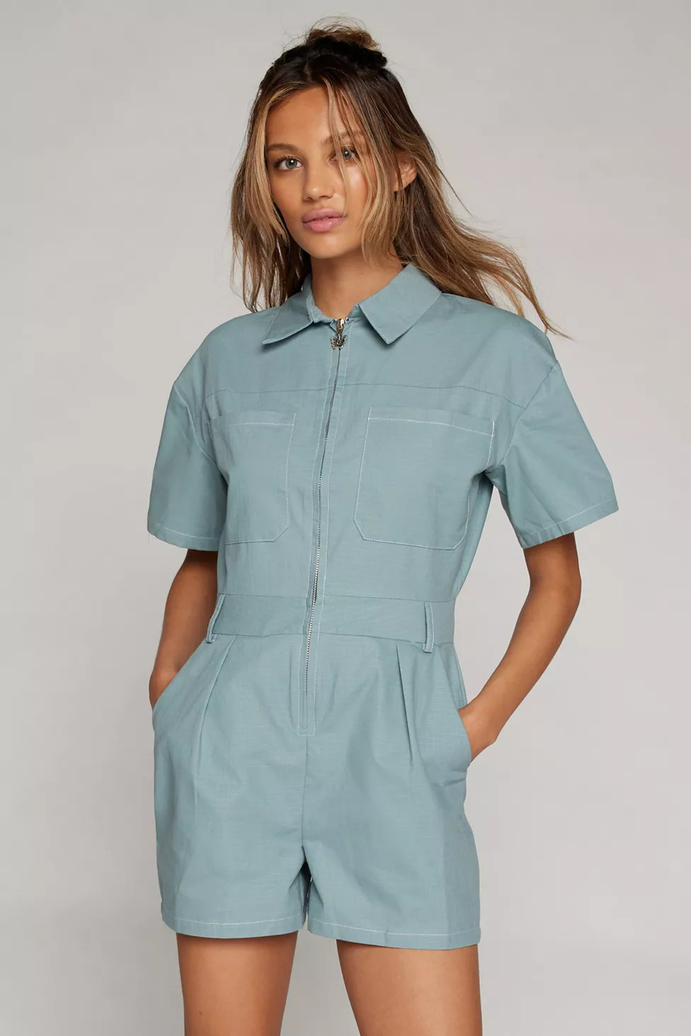 Daisy Street Collared Utility Romper | Urban Outfitters (US and RoW)