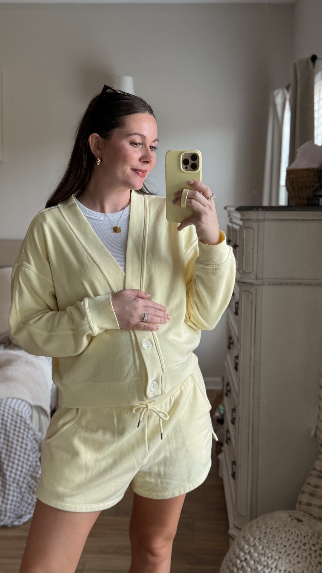 Can you tell my favorite color at the moment 🧈💛 wearing a size small in both pieces! 

#LTKmomlife #LTKBump #LTKootd