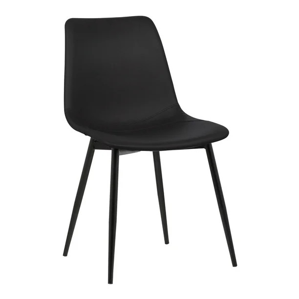 Armen Living Monte Contemporary Dining Chair in Black Faux Leather with Black Powder Coated Metal... | Walmart (US)