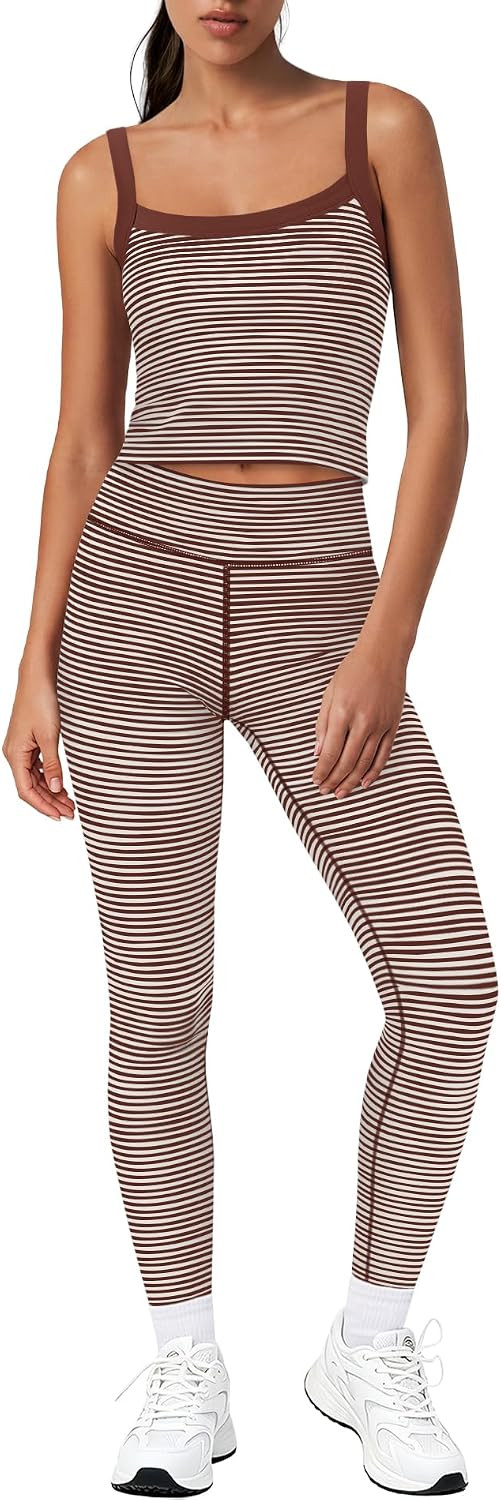 Womens Striped Workout Set Two Piece Yoga Set | Amazon (US)