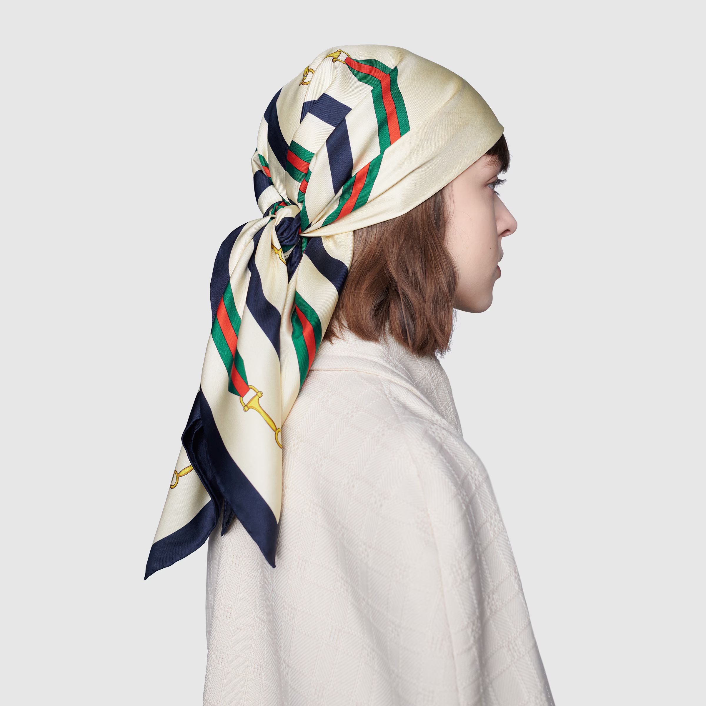 Interlocking G Horsebit silk scarf | Gucci (US)