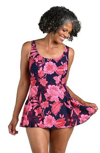 Maxine of Hollywood Women's Seam Front Swim Dress One Piece Swimsuit, Indigo, 10 | Amazon (US)