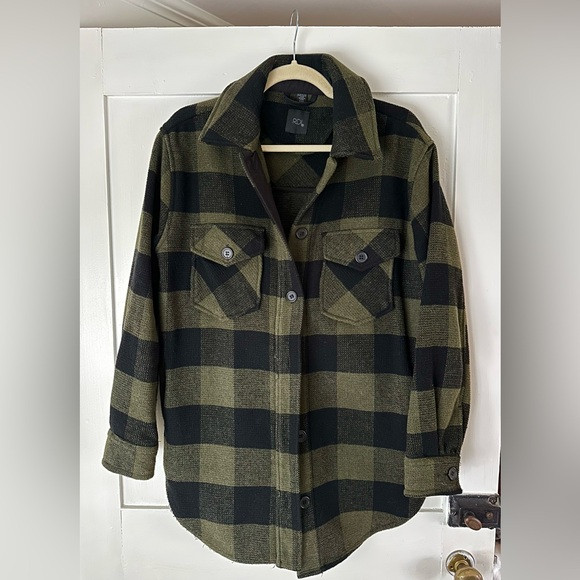 Oversized Green and Black Plaid Shirt Jacket | Poshmark