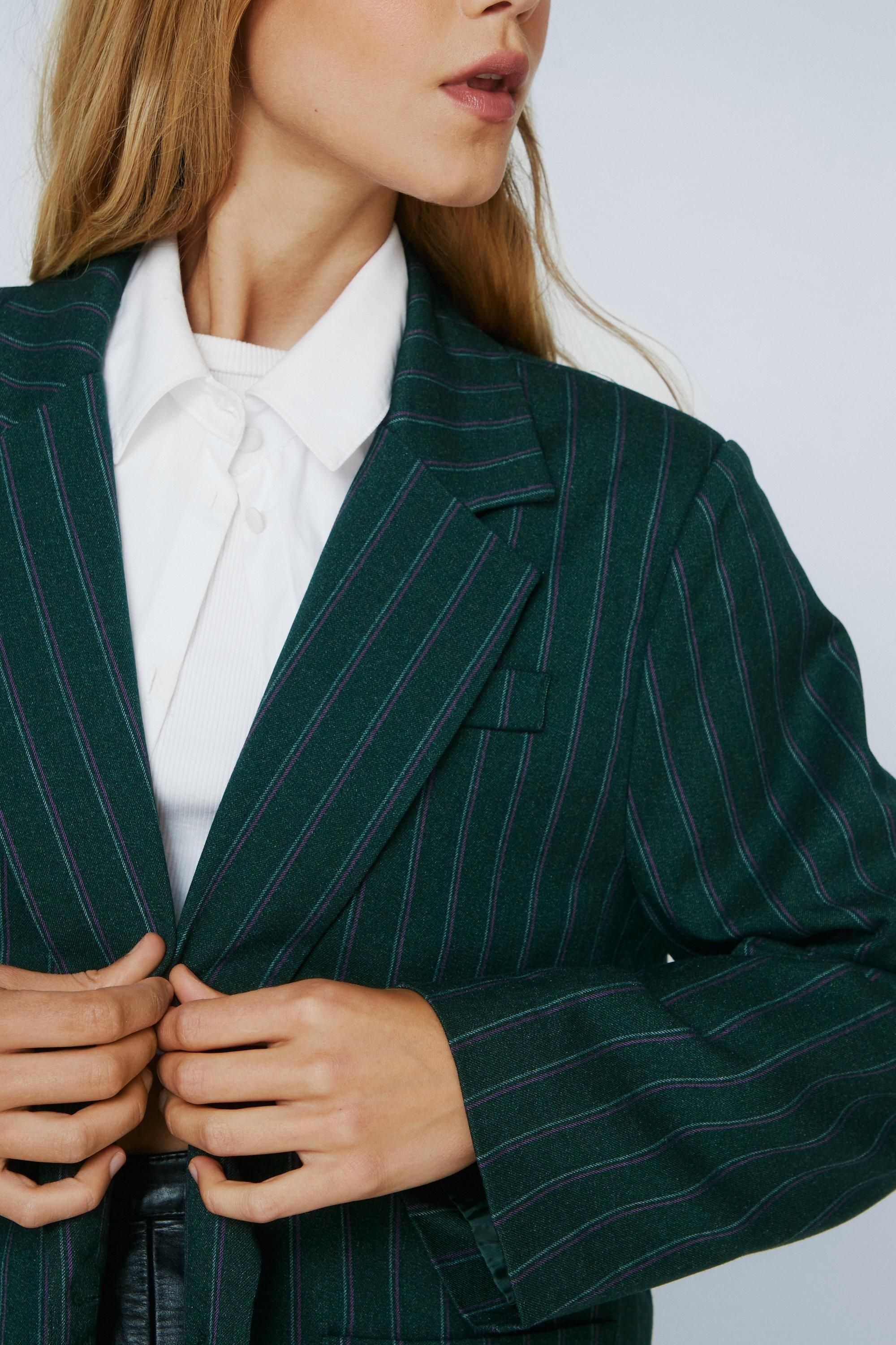 Striped Wool Look Oversized Blazer | Nasty Gal (US)